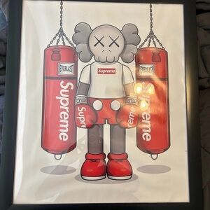 KAWS x Supreme Red & White Boxing Print